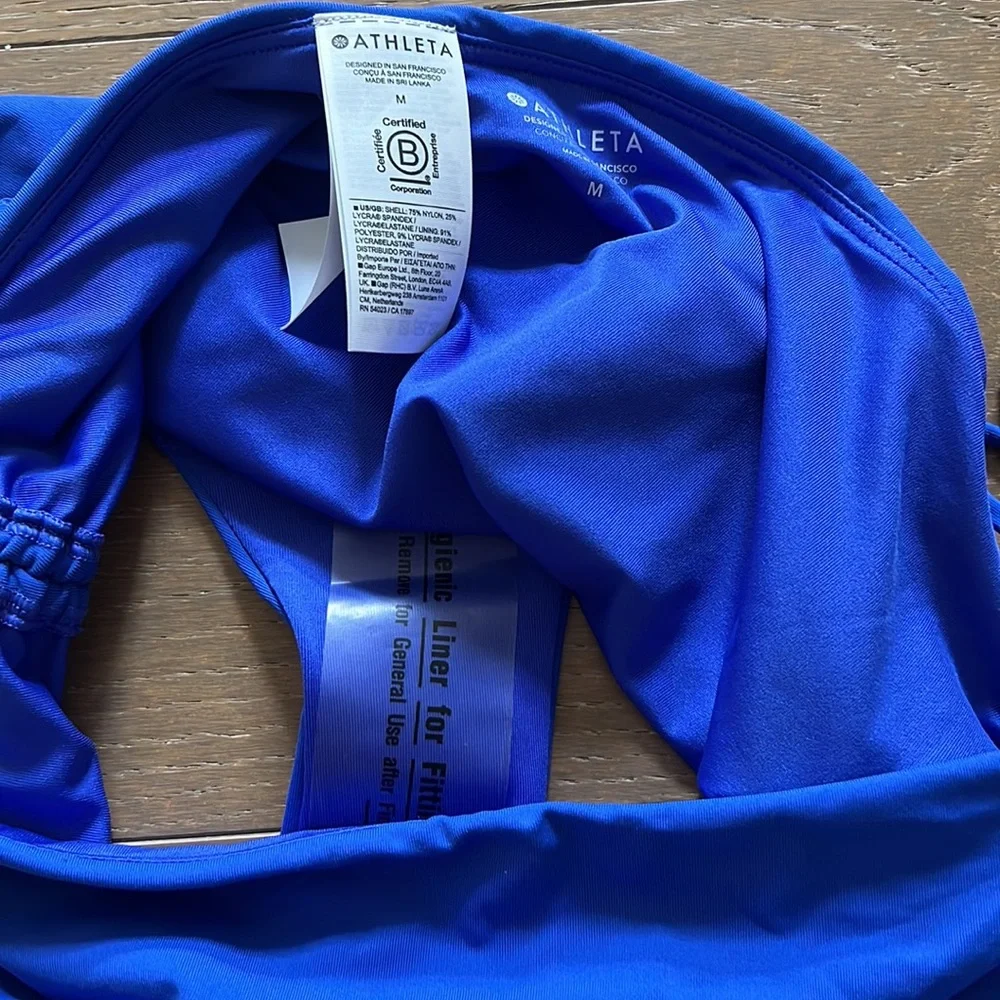 Athleta Coastline Bra Cup Tankini Cinch Full Bottom in Cerulean Blue